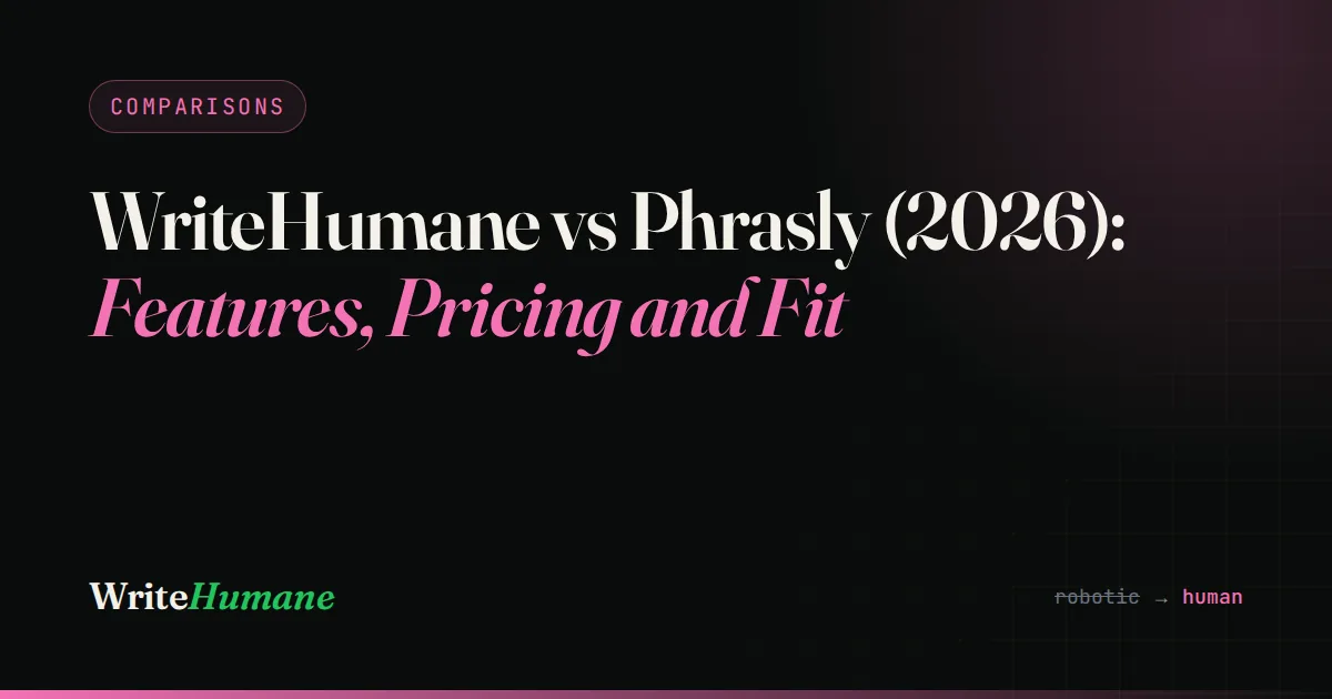 WriteHumane vs Phrasly (2026): Features, Pricing and Fit